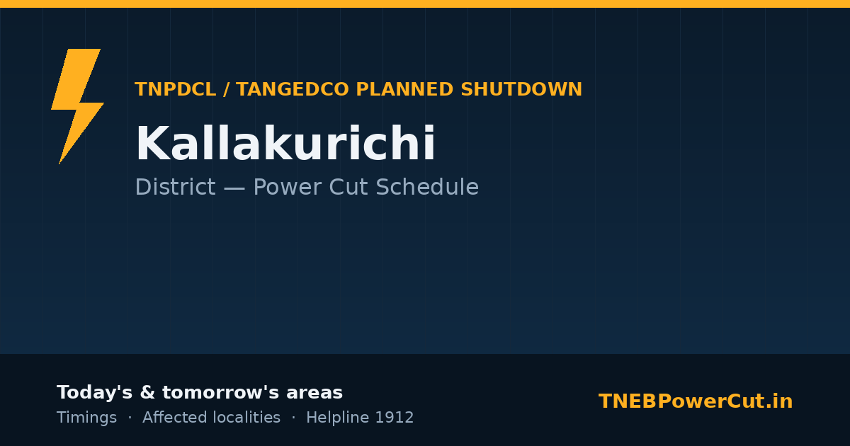 Kallakurichi TNPDCL power shutdown schedule graphic