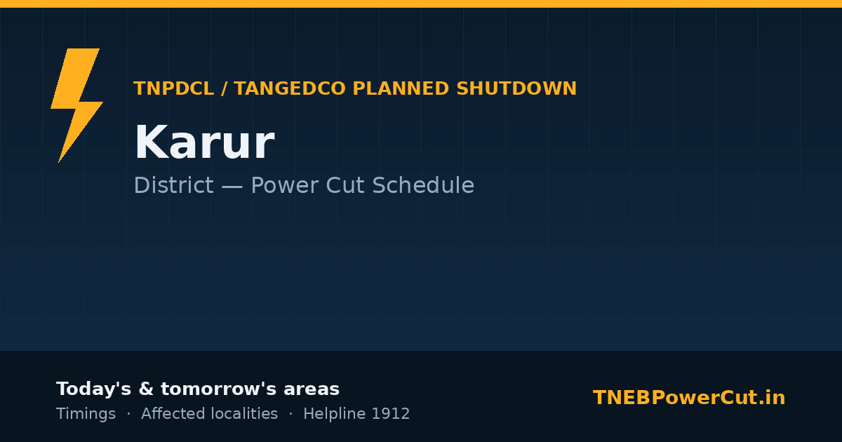 Karur TNPDCL power shutdown schedule graphic