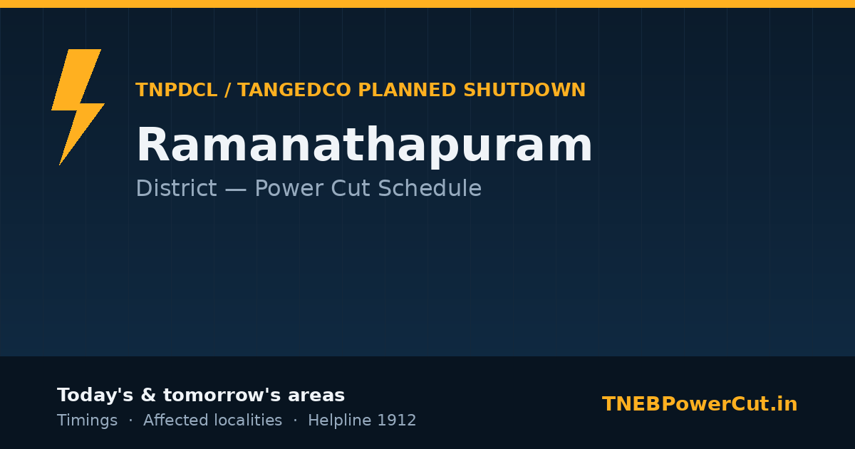 Ramanathapuram TNPDCL power shutdown schedule graphic